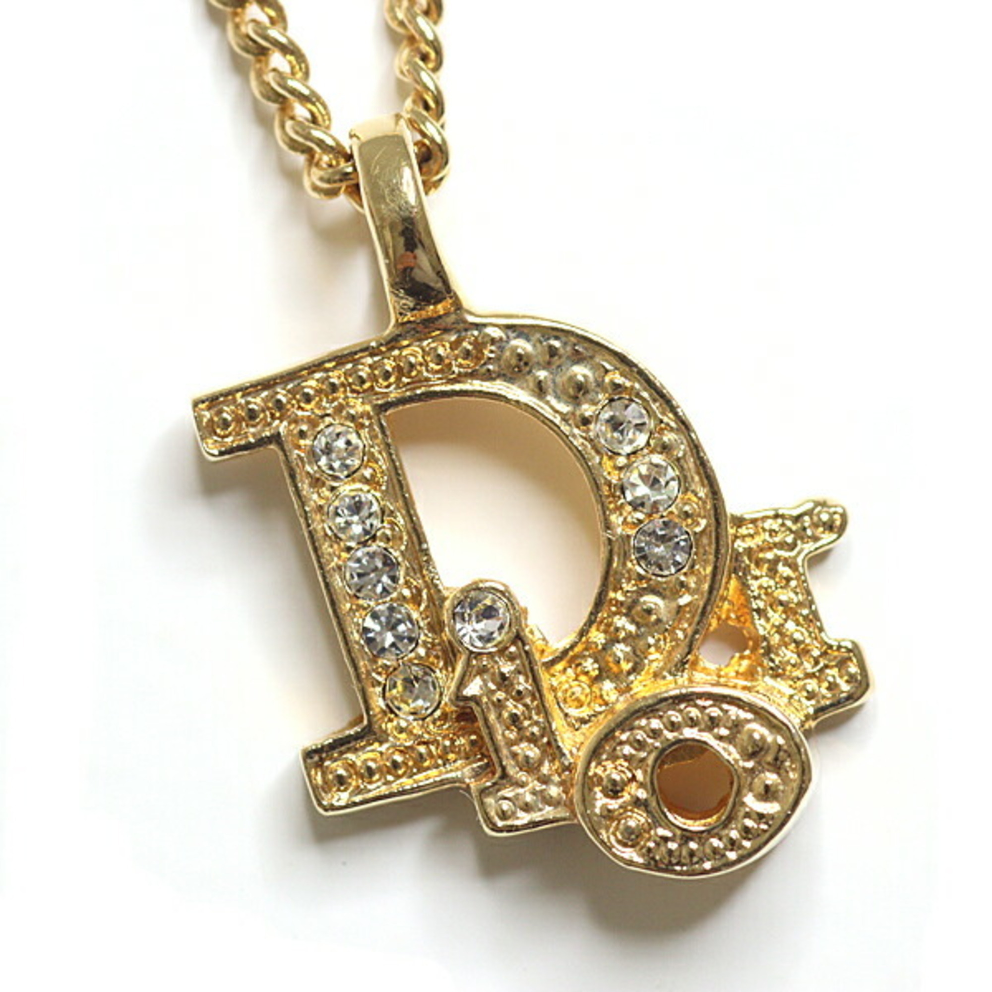 Christian Dior Dior Rhinestone Necklace, Gold Color, Costume